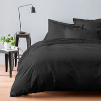 HOUSSE DE COUETTE 240x220CM +40 100% SATIN DE COTON LAVE 105 FILS NOIR