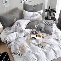 Housse De Couette Percale De Coton Argent Botanique